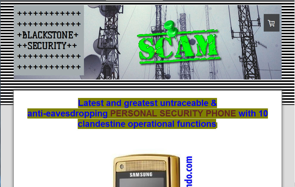 Stealth phone scam on blackstone-security.jimdo.com